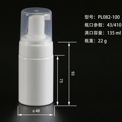 ISO14001 100ml bouteilles en plastique vides, bouteille de distributeur de lavage de carte blanche de BPA